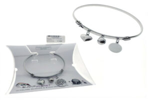 Bracciale rigido acciaio con 3 ciondoli