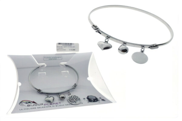 Bracciale rigido acciaio con 3 ciondoli