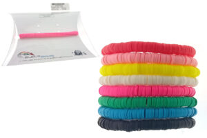 Bracciale elast. inserti rondelle acrilico multicolor