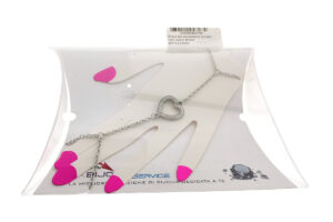 Bracciale baciamano acciaio con cuore strass