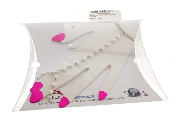 Bracciale baciamano acciaio e perle