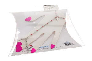 Bracciale baciamano acciaio con sferette smaltate e ciondoli stella