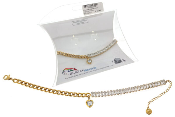 Bracciale maglia acciaio e baguette cristallo