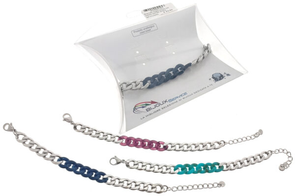 Bracciale multifilo acciaio con ciondoli cuore