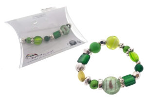 Bracciale elasticizzato in vetroceramica con inserti metallo