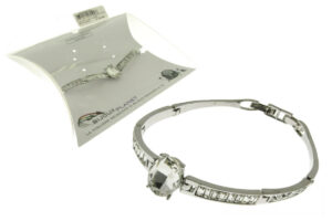 Bracciale metallo baguette vetro centrale ovale cristallo