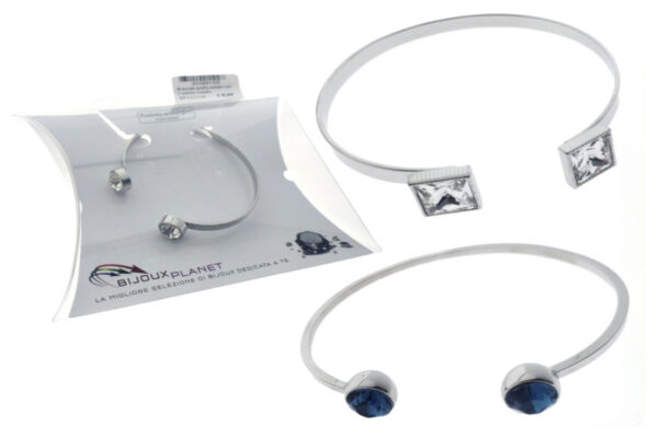 Bracciale profilo metallo con 2 testine cristallo