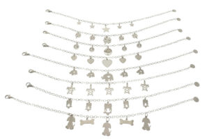 Bracciale catenina acciaio deluxe con 5 ciondoli