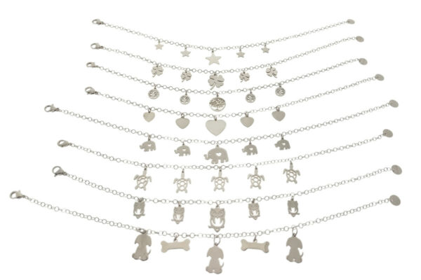 Bracciale catenina acciaio deluxe con 5 ciondoli