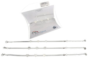 Bracciale acciaio maglia piatta con 3 inserti centrali