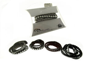 Bracciale poliestere e cristalli 2 giri chiusura bottoncino