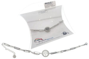 Bracciale 2 fili acciaio con centrale albero e strass