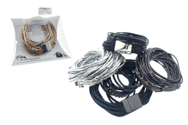 Bracciale multifilo tessuto con sferette chiusura a calamita