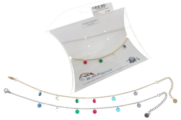 Cavigliera acciaio e cristalli pendenti