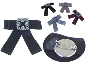 Spilla fiocco raso strass centrale