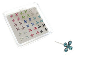 Nasino quadrifoglio strass colorato
