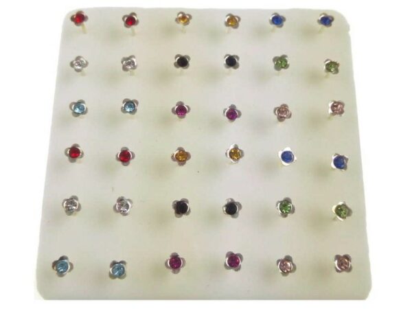 Nasino fiorellino strass colorato box pz. 36