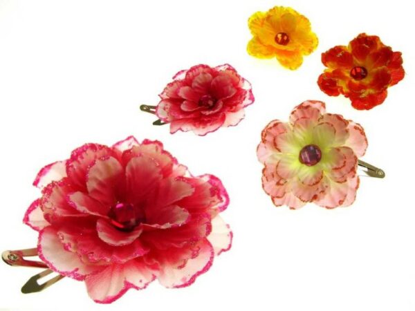 Clic clac fiore tessuto strass cm. 5