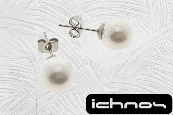 Orecchino perno acciaio con perla mm. 12