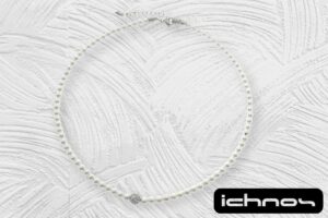 Collana perle mm. 4 con sfera zirconi e chiusura acciaio