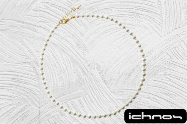 Collana perle mm. 6 chiusura acciaio dorata