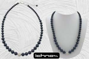 Collana degrad? in perle onice con sfera zirconi e chiusura acciaio