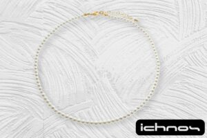Collana perle mm. 4 chiusura acciaio dorata