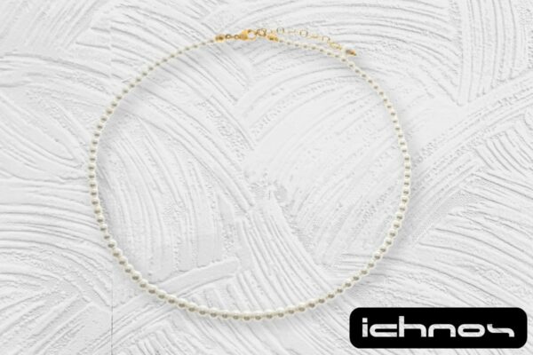 Collana perle mm. 4 chiusura acciaio dorata