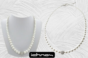 Collana perle degrad? con sfera zirconi e chiusura acciaio