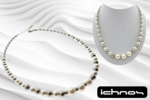Collana degrad? perle e sfere acciaio
