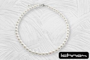 Collana perle mm. 8 chiusura acciaio