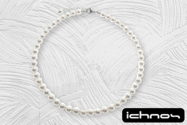 Collana perle mm. 8 chiusura acciaio