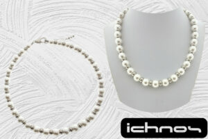 Collana perle mm.10 con rondelle e chiusura acciaio