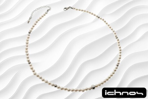 Collana perle mm. 4 con 7 sfere acciaio
