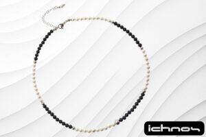 Collana perle e onice mm. 4 con 7 sfere acciaio