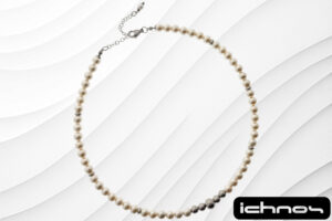 Collana perle mm. 6 con centrale 7 sfere acciaio
