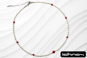 Collana perle mm. 4 con 7 perle rosse