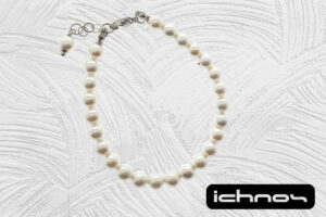 Bracciale perle mm. 6 con chiusura acciaio e catenina di regolazione