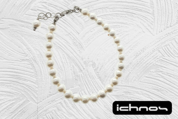 Bracciale perle mm. 6 con chiusura acciaio e catenina di regolazione