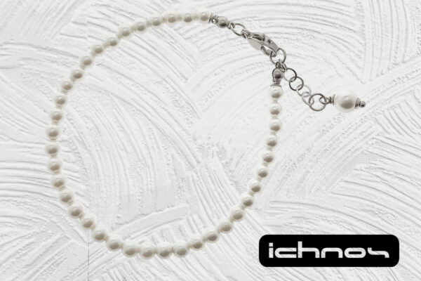 Bracciale perle mm. 4 con chiusura acciaio e catenina di regolazione