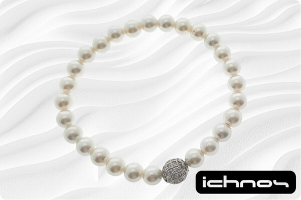 Bracciale perle mm. 6 elasticizzato con sfera strass dorata