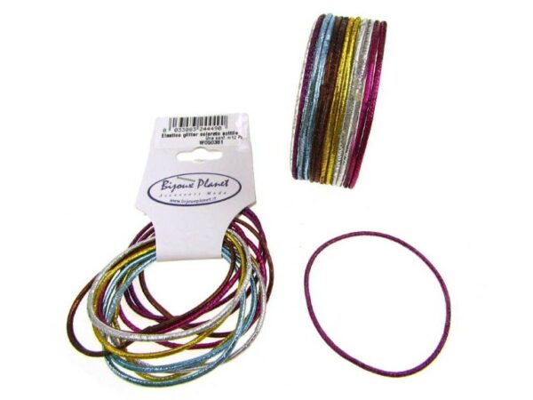 Elastico glitter colorato sottile blister pz. 12