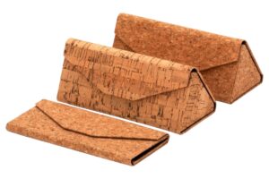 Custodia per occhiali rigida pieghevole rivestimento sughero cm. 16x7x6,5