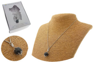 Collana maglia tubolare in acciaio con ciondolo onice nero mm. 12