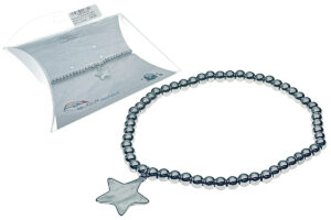 Bracciale elasticizzato sfere acciaio mm. 4 con ciondolo stella