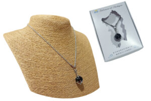 Collana maglia torcion in acciaio con ciondolo onice mm. 12