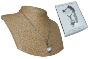 Collana maglia torcion in acciaio con ciondolo perla mm. 12