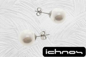Orecchino perno acciaio con perla mm. 10