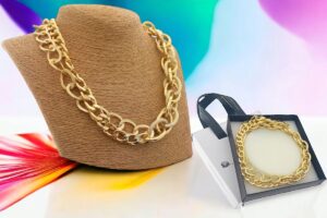 Collana 3 maglie alluminio colore oro