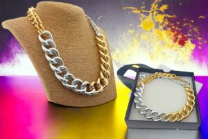 Collana 2 maglie alluminio bicolore